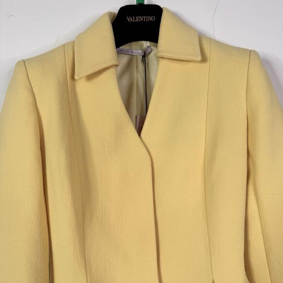 Emilia Wickstead Butter Yellow Wool Crepe Aiden Jacket Size UK 8 US 4 Retro NWT - Picture 3 of 14